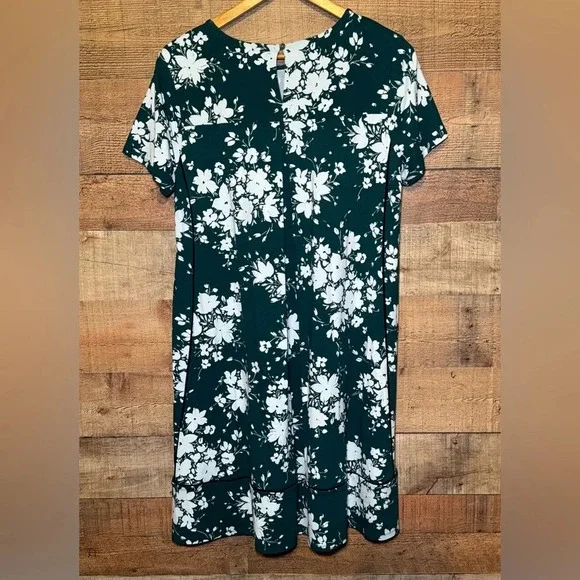 J.Jill Wherever Collection Emerald Floral Shift Dress Women's size Medium Casual - Picture 3 of 8